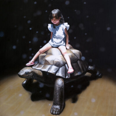 Turtle Rider, 2020, oil on canvas, 80 x 80 cm